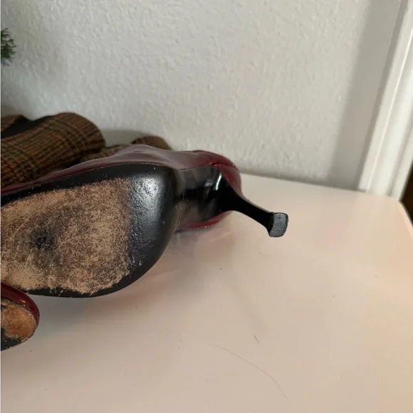 Dolce & Gabbana Burgundy and Plaid Heeled Boots - Picture 5 of 10